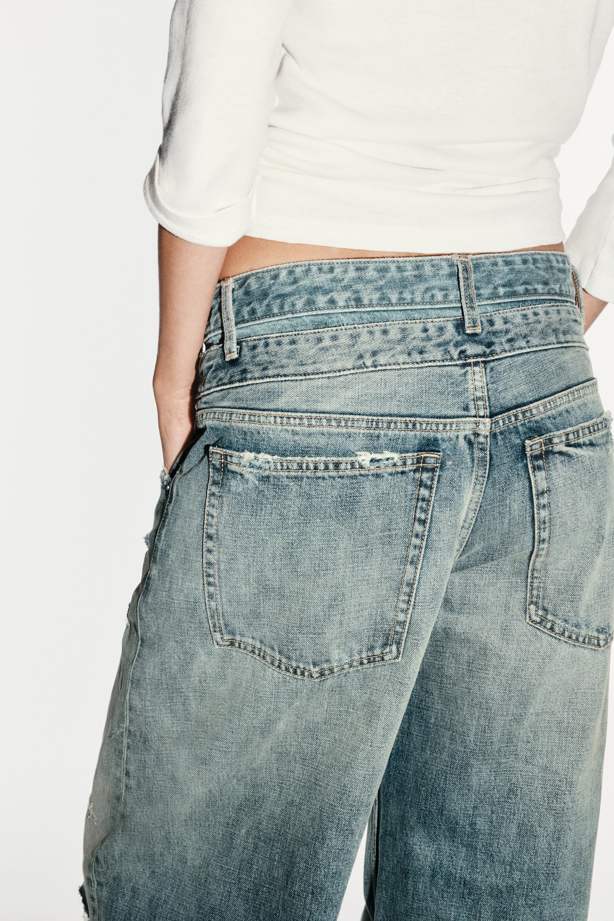 Женские джинсы Zara TRF STRAIGHT-FIT DOUBLE WAISTBAND MID-RISE JEANS — фото 7
