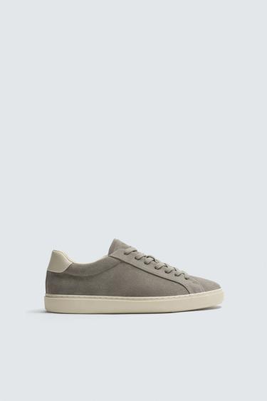 LEATHER HEEL DETAIL TRAINERS - Grey by Zara