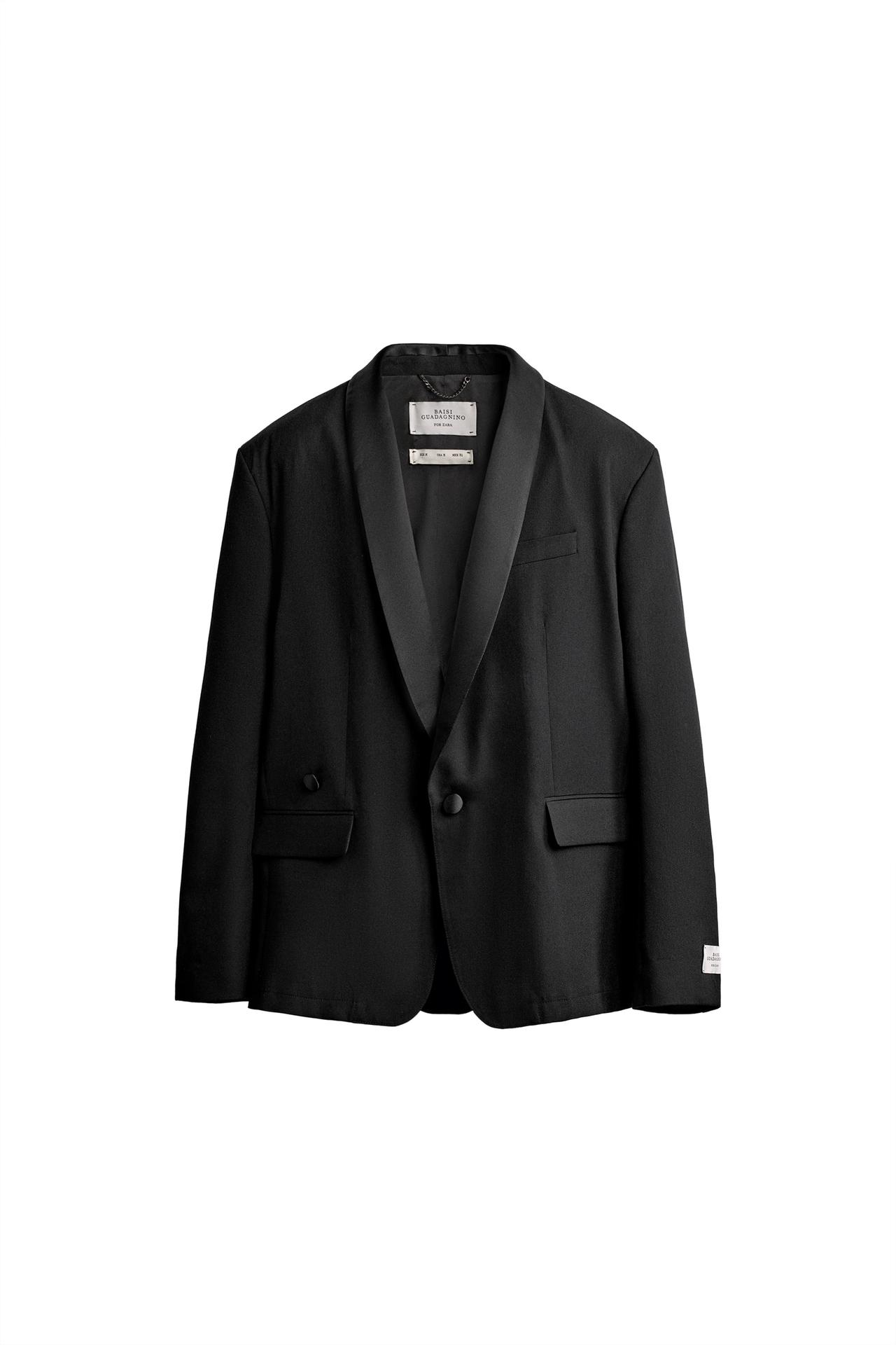 100% WOOL TUXEDO-STYLE SUIT BLAZER