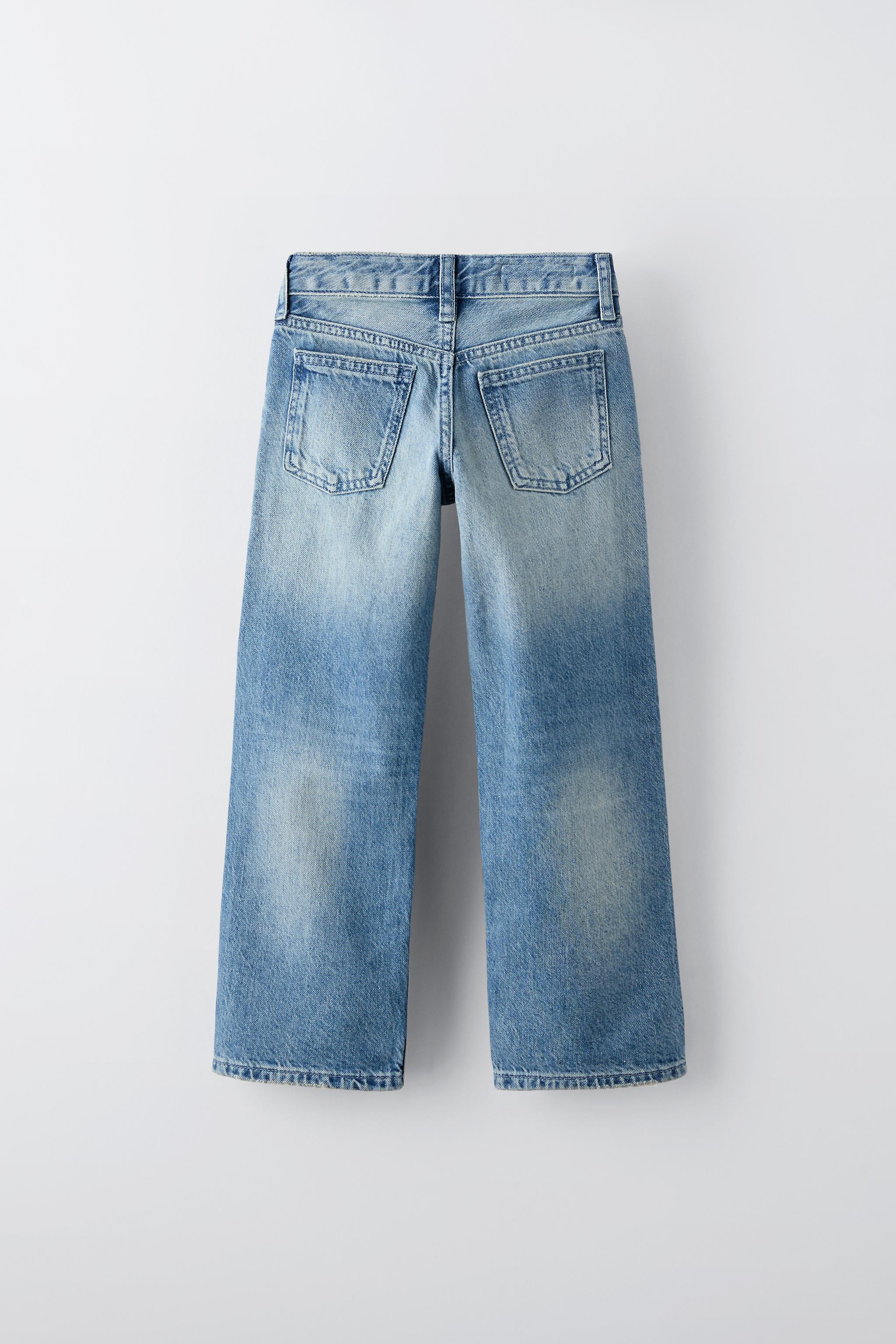 STRAIGHT RHINESTONE JEANS Blue ZARA UAE Dubai Sharjah Ajman UAQ Fujairah