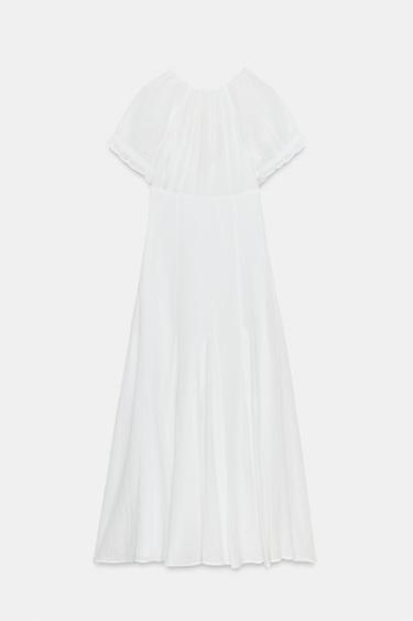 CHIFFON GODET MIDI DRESS - White by Zara - Image 7