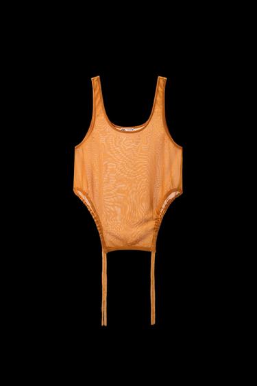 STRAPPY TOP WITH GATHERING - Orange by Zara - Image 0