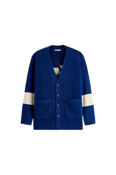 TEXT JACQUARD CARDIGAN