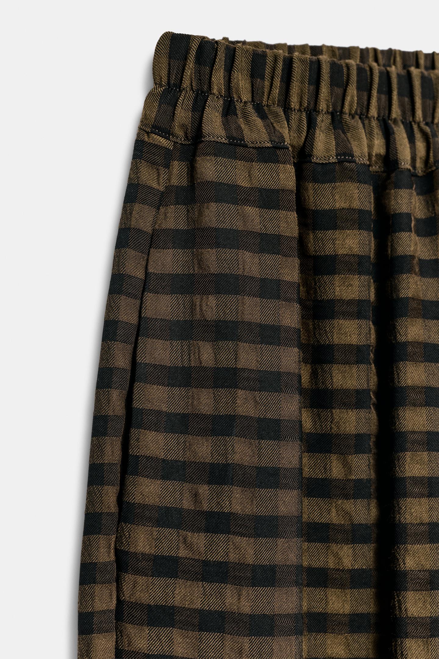 Брюки Zara Plaid, цвет: Тёмный коричневый — фото 9