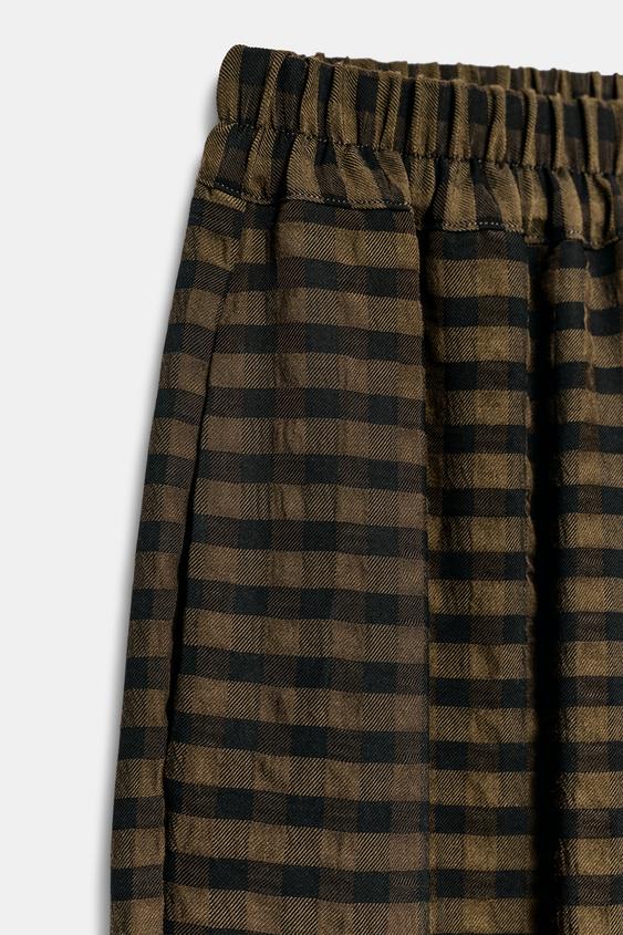 PANTALON BOMBACHO À CARREAUX - Marron foncé de Zara - Image 8