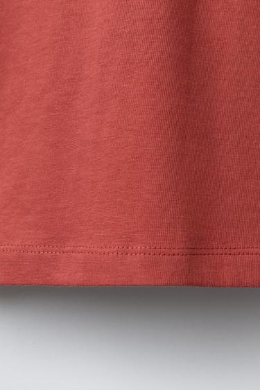 T-SHIRT HEAVYWEIGHT BRODÉ - Rouge soutenu de Zara - Image 3