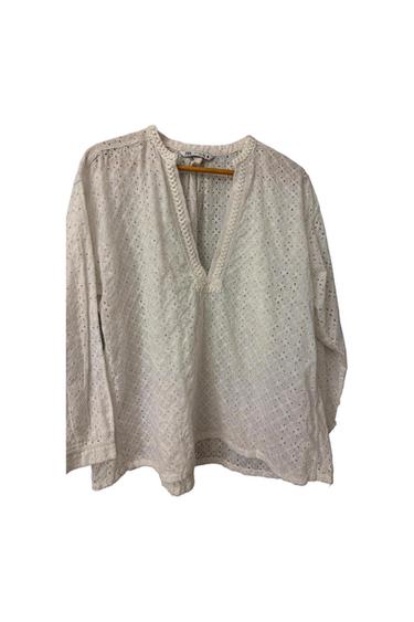 BLOUSE BRODÉE EN COTON MANCHE LONGUE.