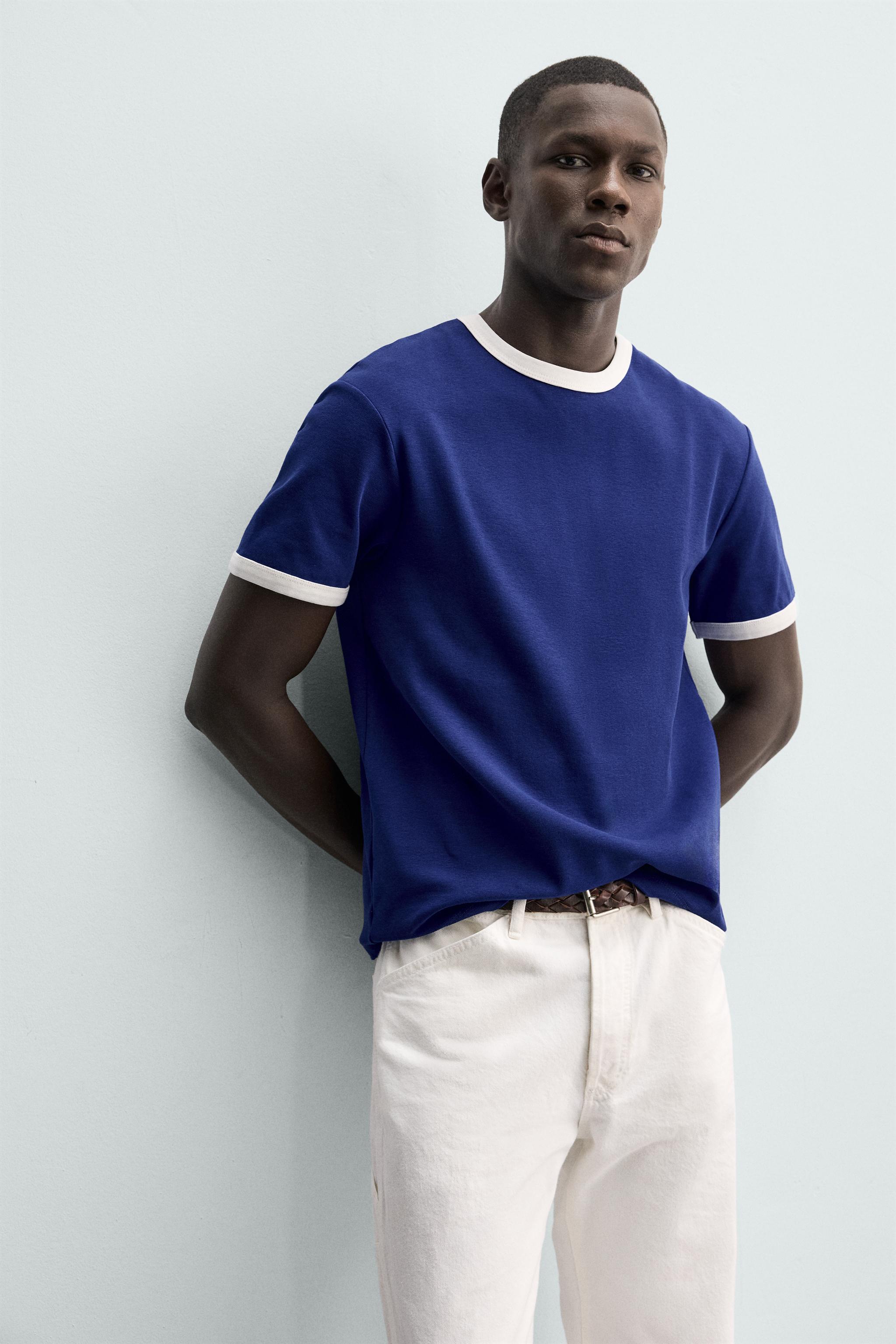 BASIC CONTRAST RIB T-SHIRT