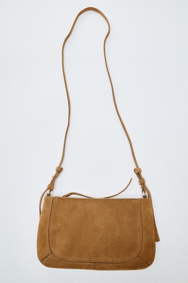 SPLIT SUEDE DOUBLE POCKET CROSSBODY BAG - Brown by Zara