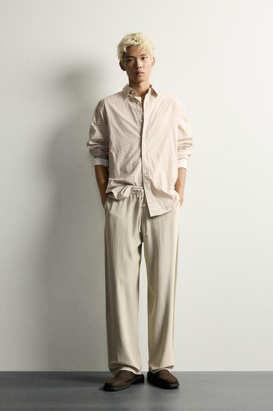 Zara 棉質針織休閒長褲 - 淺灰色 - 圖片 0