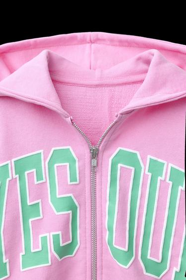 Zara VARSITY ZIP SWEATSHIRT - Pink