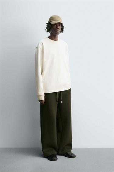 Zara HEAVYWEIGHT LONG SLEEVE T-SHIRT WITH STUD - Oyster-white - Image 0