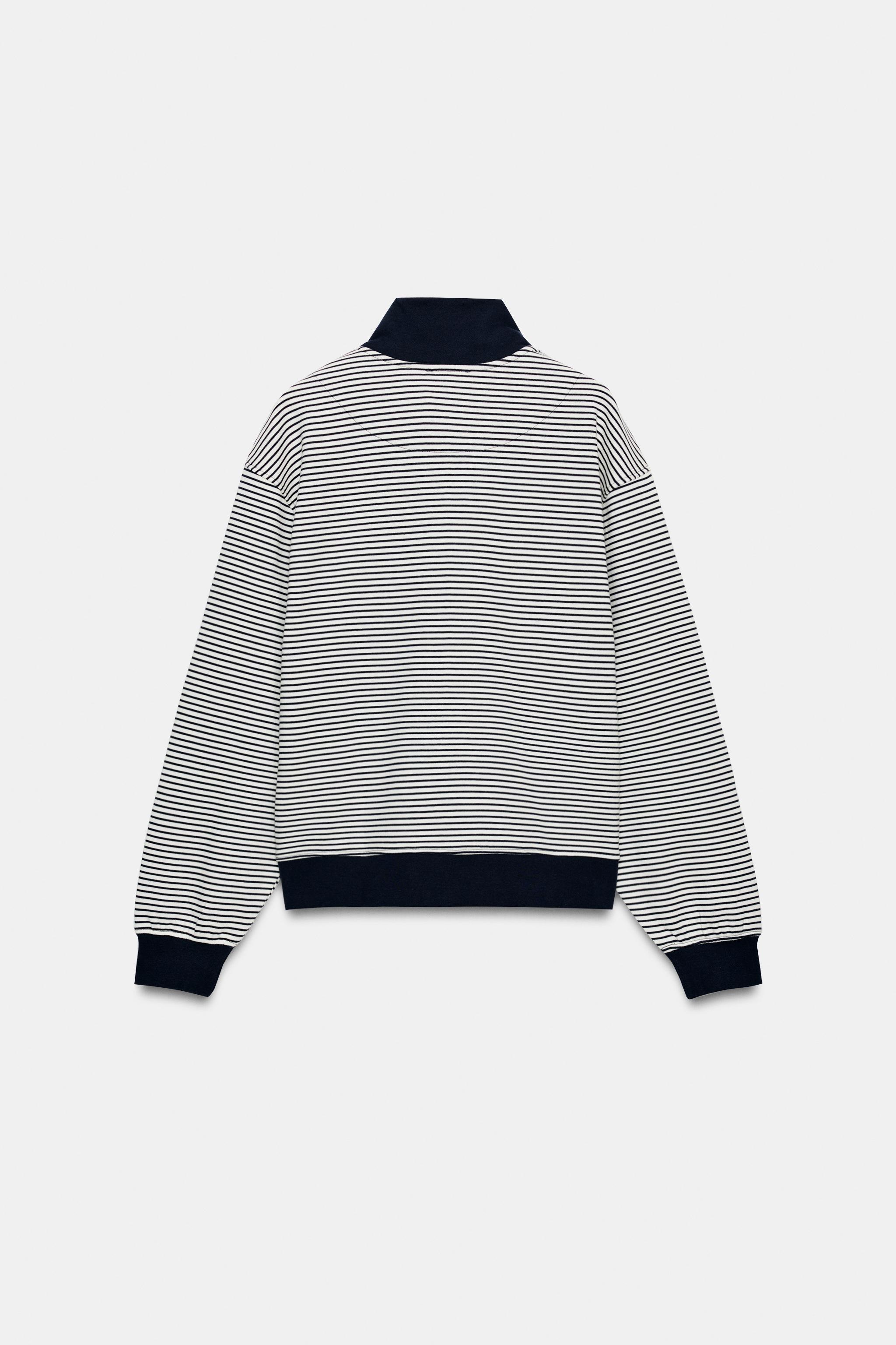 Женские худи Zara STRIPED ZIP-UP SWEATSHIRT — фото 8