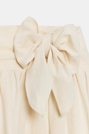 PANTALON BOUFFANT AVEC NŒUD - Beige clair de Zara - Image 9