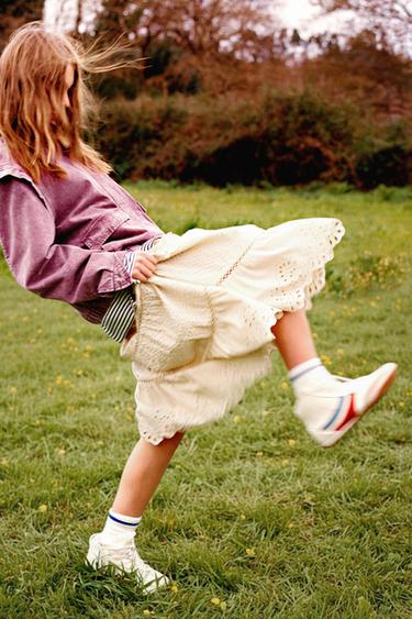 Zara SCHIFFLY LONG TIERED SKIRT - Butter