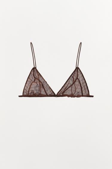 LIMITED EDITION STRUCTURED SILK BRALETTE - Brown by Zara