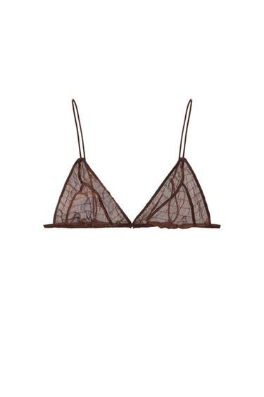 Zara LIMITED EDITION STRUCTURED SILK BRALETTE - Brown - Image 0