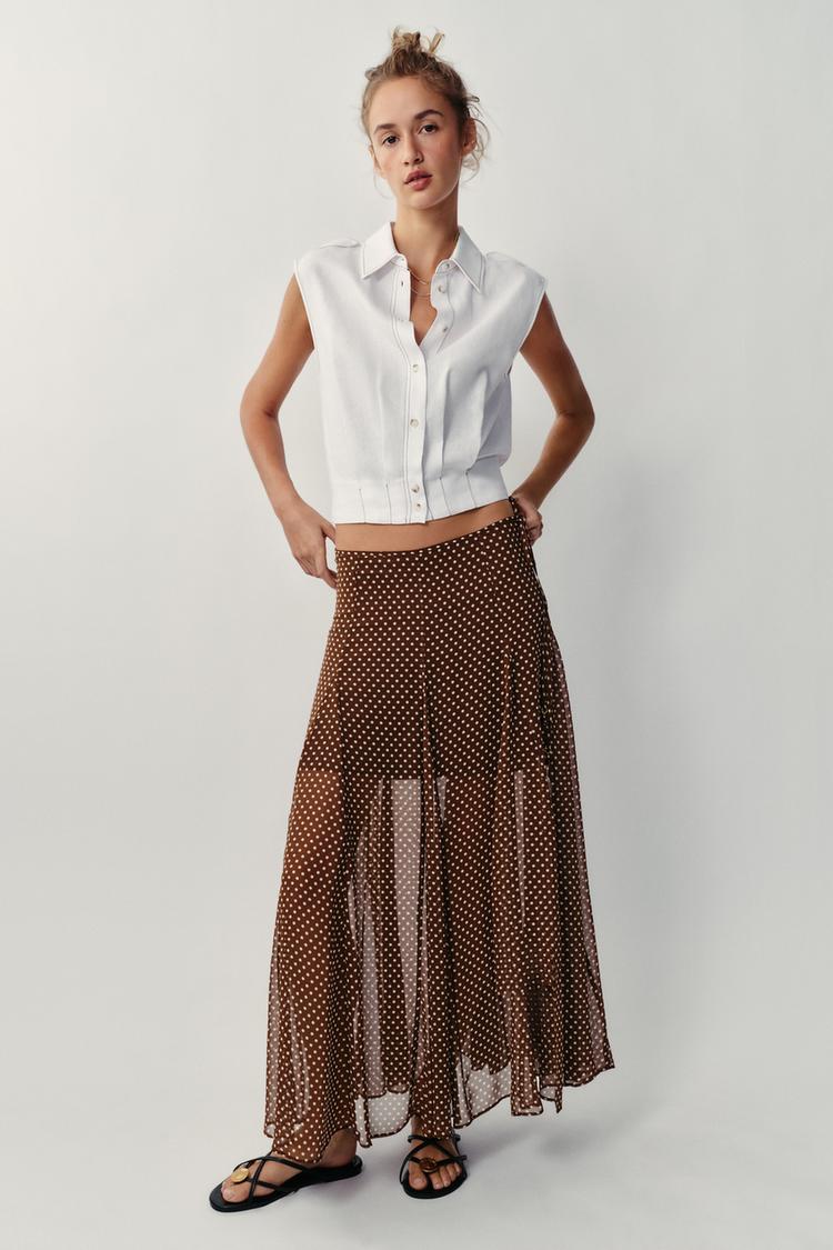 Falda midi de lunares