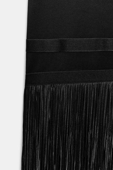ROBE LONGUE À FRANGES - Noir de Zara - Image 9