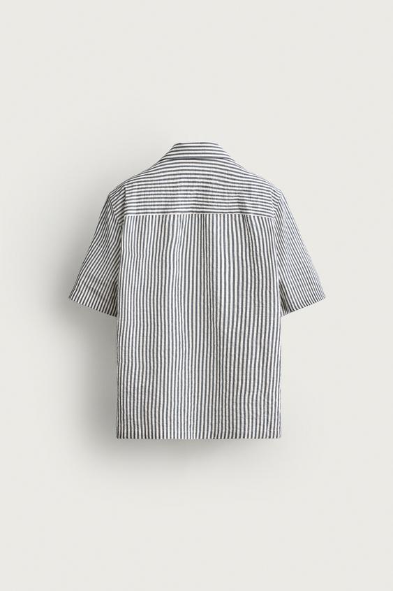 CHEMISE REGULAR FIT SEERSUCKER - Bleu marine / Blanc de Zara - Image 6