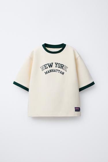 CAMISETA INTERLOCK RECTO CONTRASTE - Crudo de Zara