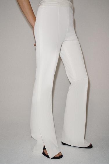 ZW COLLECTION FLARED TROUSERS WITH VENTS - Oyster-white by Zara - Image 4