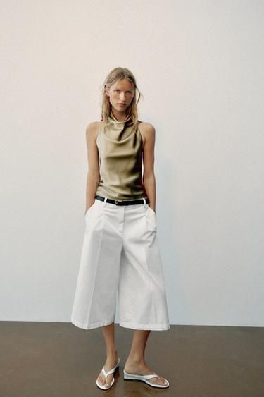 Zara LONG BELTED SHORTS - White
