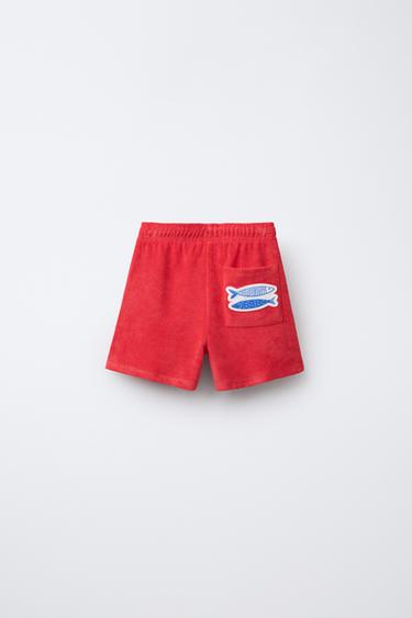 TOWEL-EFFECT BERMUDA SHORTS - Red by Zara - Image 1