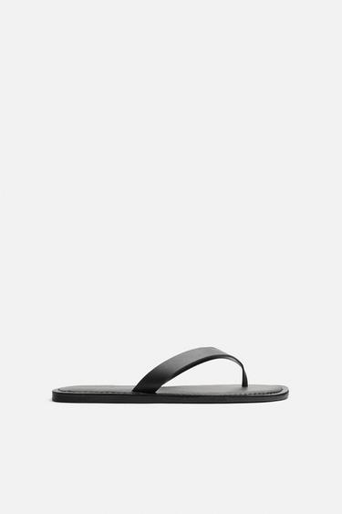 Zara Siyah - DERİ BANTLI SANDALET