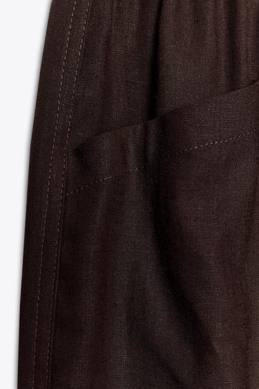 PANTALON AVEC LIN CORDON FANTAISIE - Marron de Zara - Image 7
