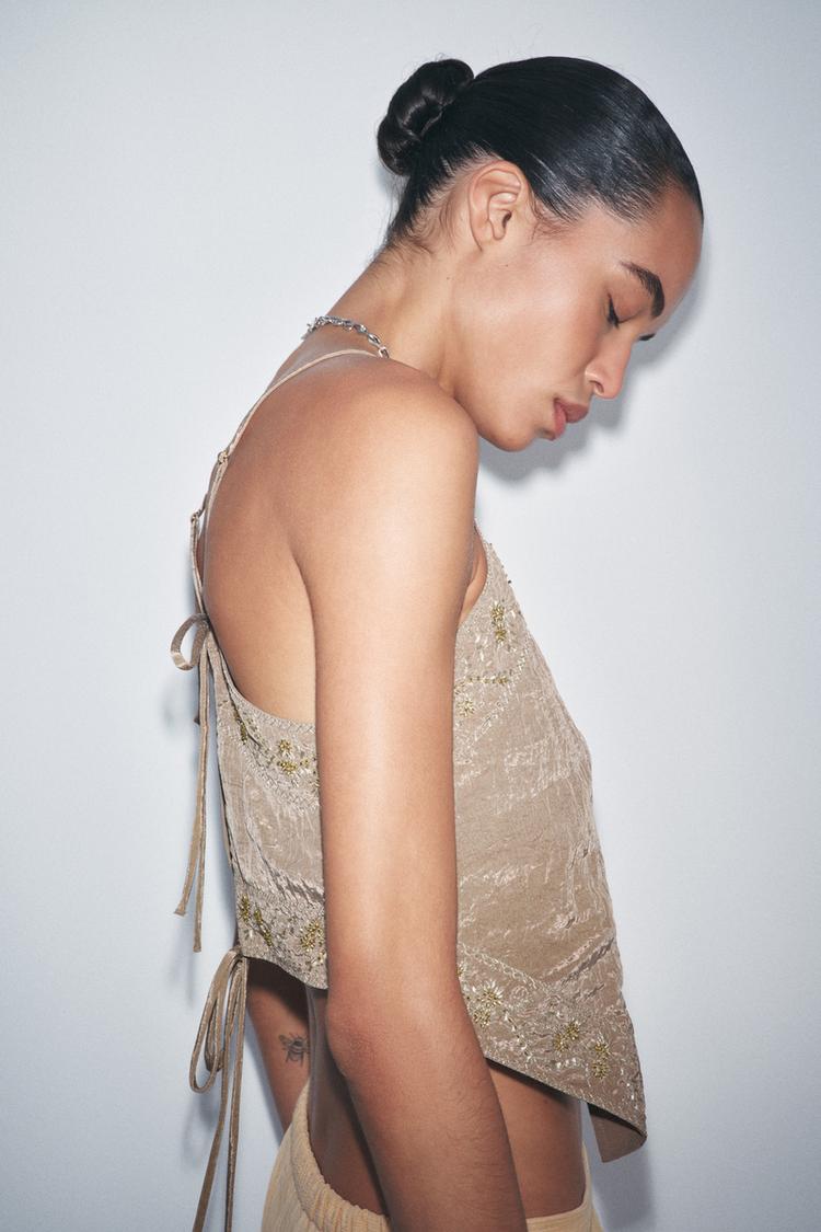 BEADED EMBROIDERED TOP