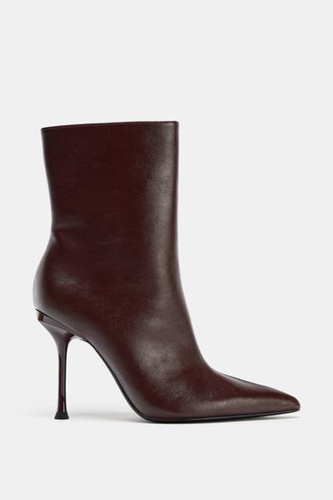 BOTTINES À TALONS FINS - Marron de Zara