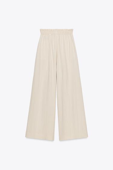 ZW COLLECTION FLOWING PYJAMA TROUSERS - Sand by Zara - Image 6