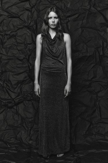 ROBE LONGUE DOS NU FIL MÉTALLISÉ - Bronze de Zara - Image 1