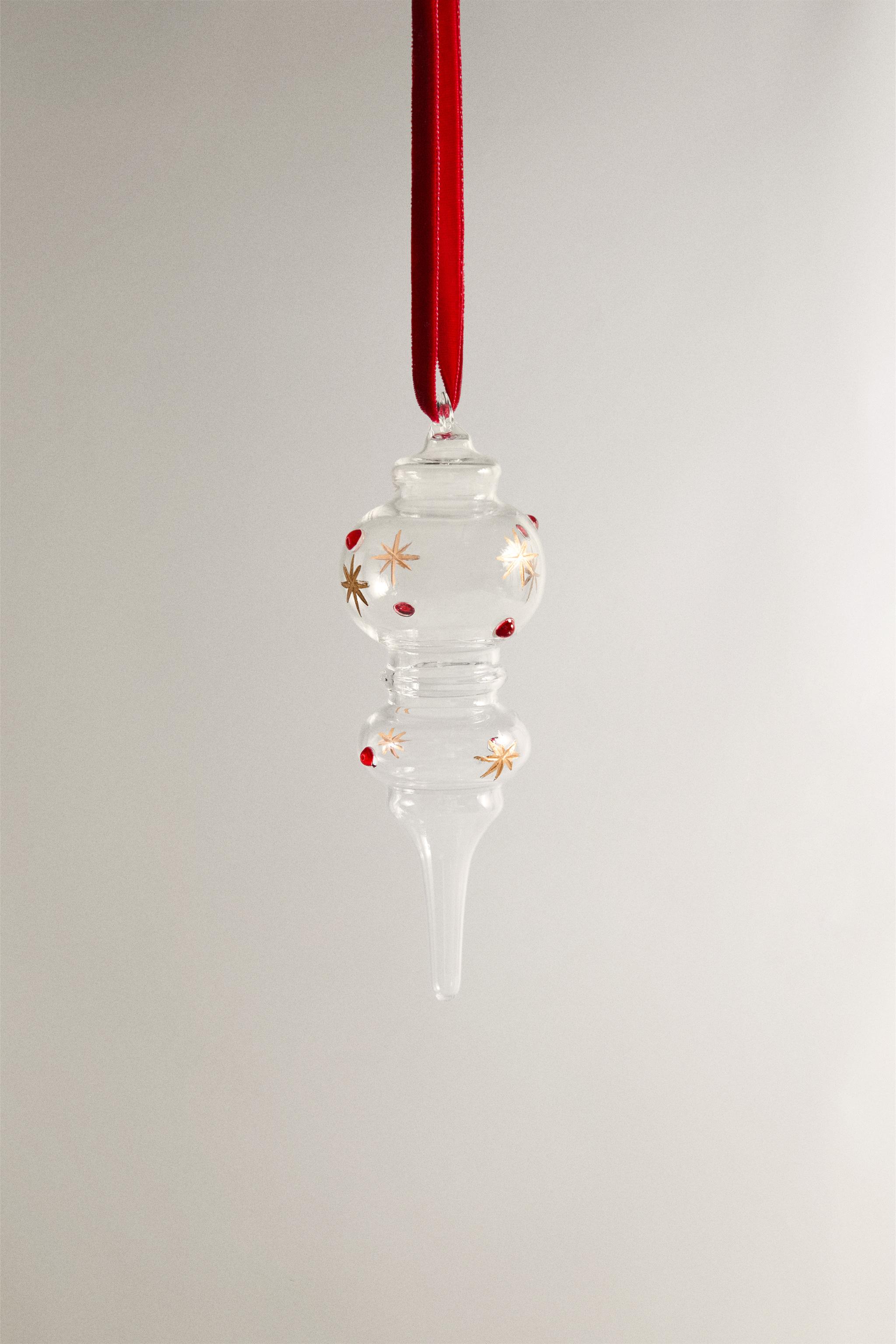 ELONGATED BOROSILICATE GLASS CHRISTMAS TREE ORNAMENT
