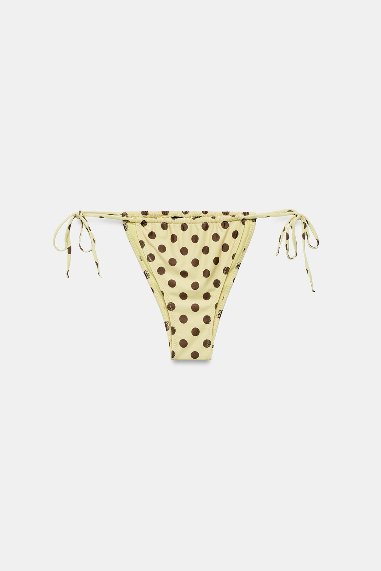 POLKA DOT CURTAIN BIKINI BOTTOMS — Yellow