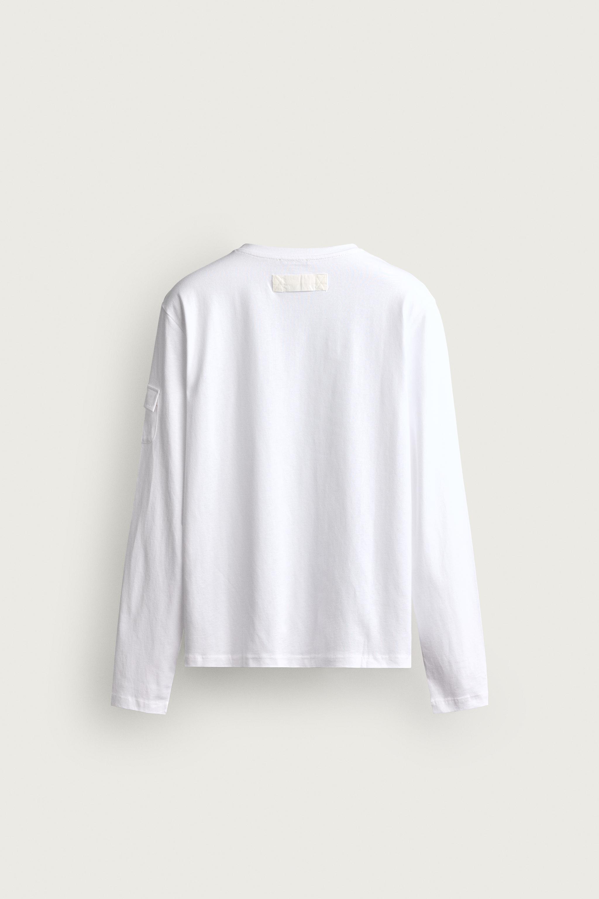 Мужские футболки Zara LONG SLEEVE POCKET T-SHIRT — фото 8