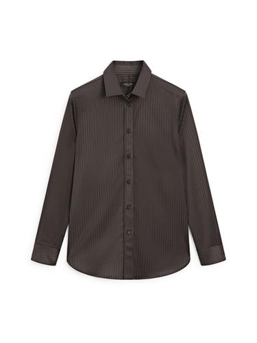 Chemisier fluide à rayures - Marron de Zara