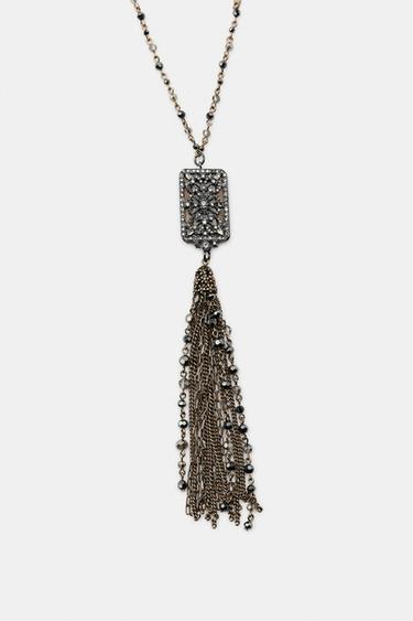 COLLIER COMBINÉ PIÈCE BRILLANTS - Doré de Zara - Image 3