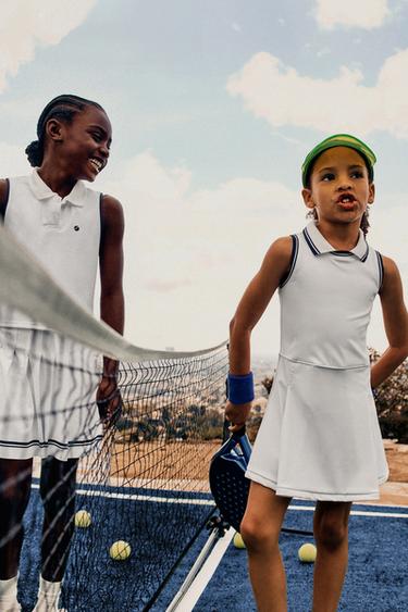 Zara BOX PLEAT POLO DRESS - White