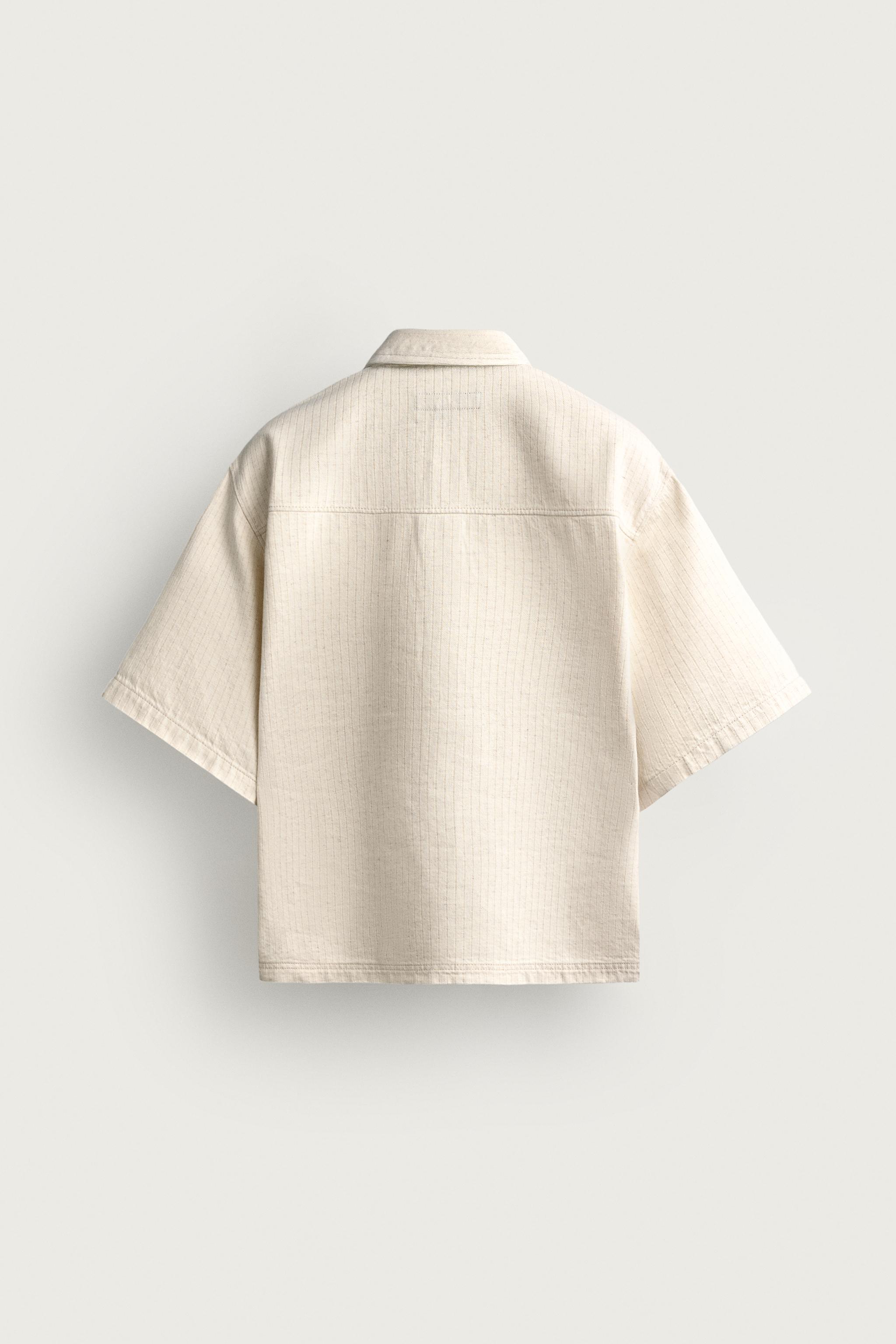 Мужские рубашки Zara BOXY FIT STRIPED POLO SHIRT — фото 7