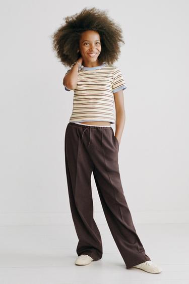 DOUBLE WAISTBAND WIDE-LEG TROUSERS - Brown by Zara