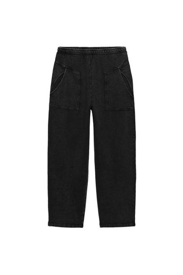PANTALON À POCHES EN COTON - Noir de Zara