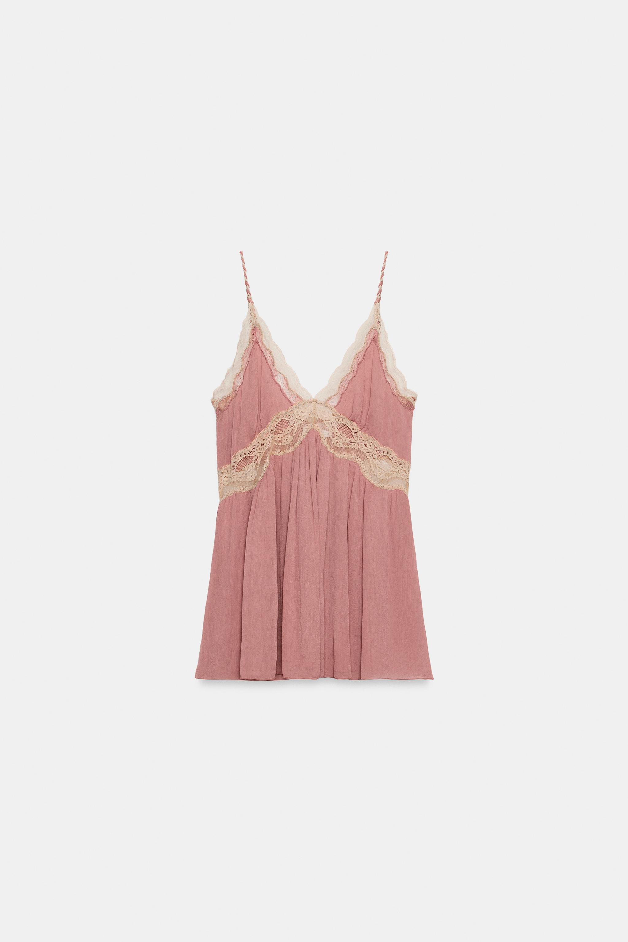 レーストリムキャミソールトップス ZW COLLECTION - ピンク | ZARA