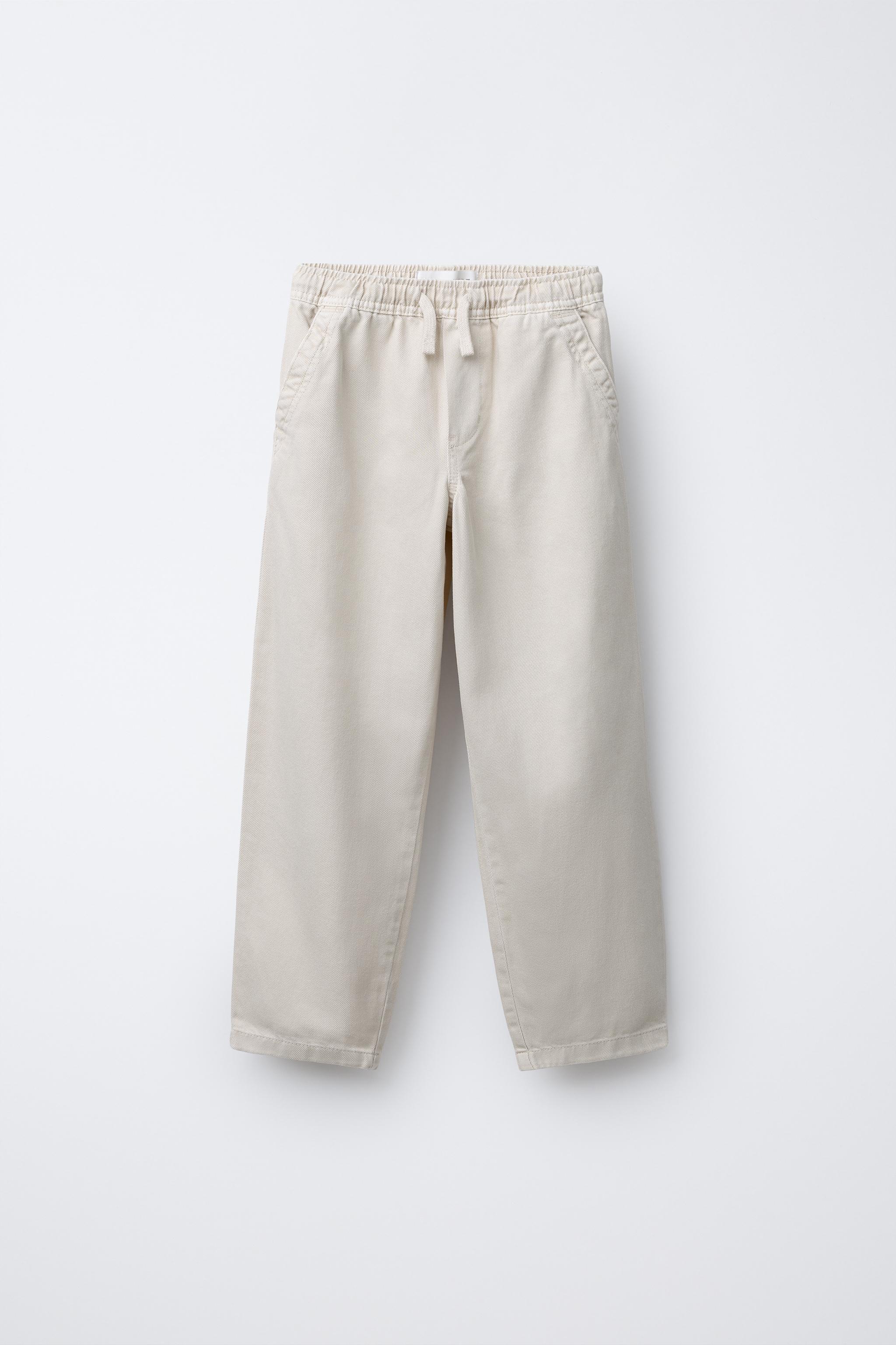 FLOWY PANTS WITH ELASTIC TRIM - Light beige | ZARA United States