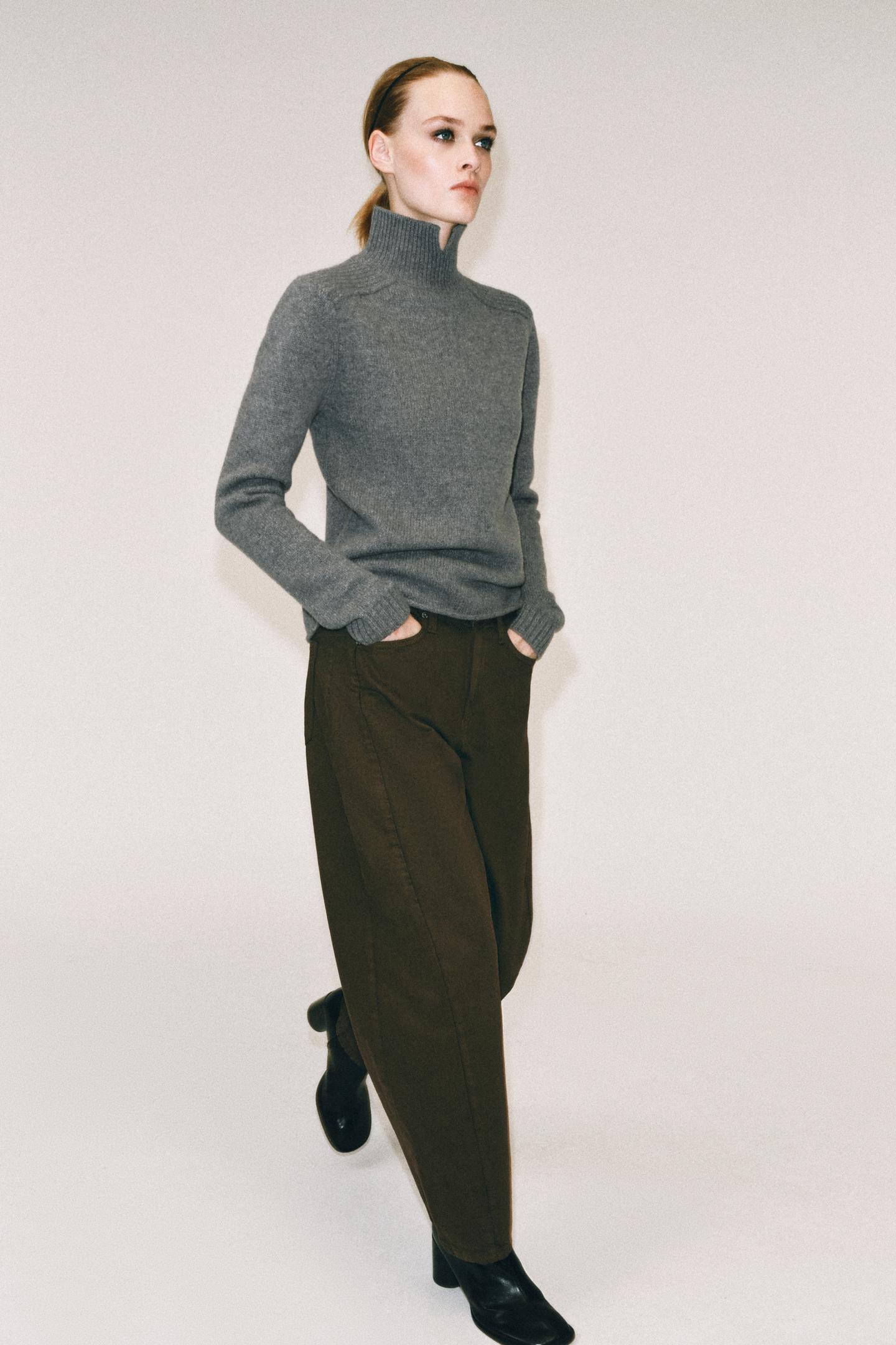 Женский свитер Zara 100% Wool High-Neck, цвет: Серый — фото 1