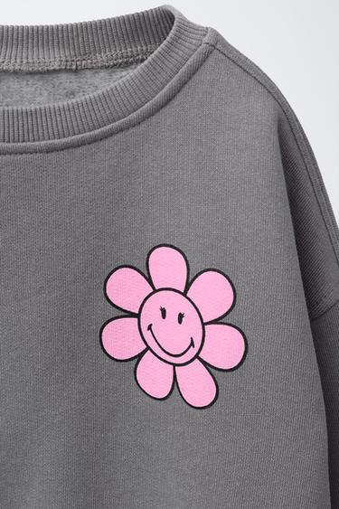 SMILEYWORLD® FLORAL SWEATSHIRT - Grey by Zara - Image 2