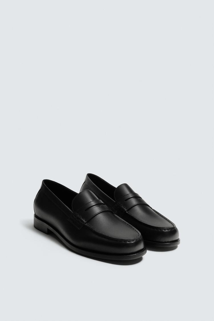 ZARA LEATHER PENNY LOAFERS