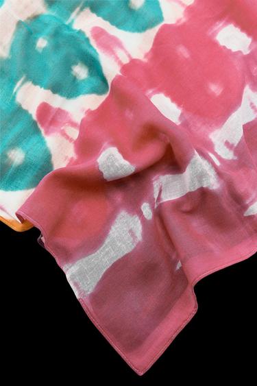 Zara PRINTED SCARF WITH COTTON - Multicolored