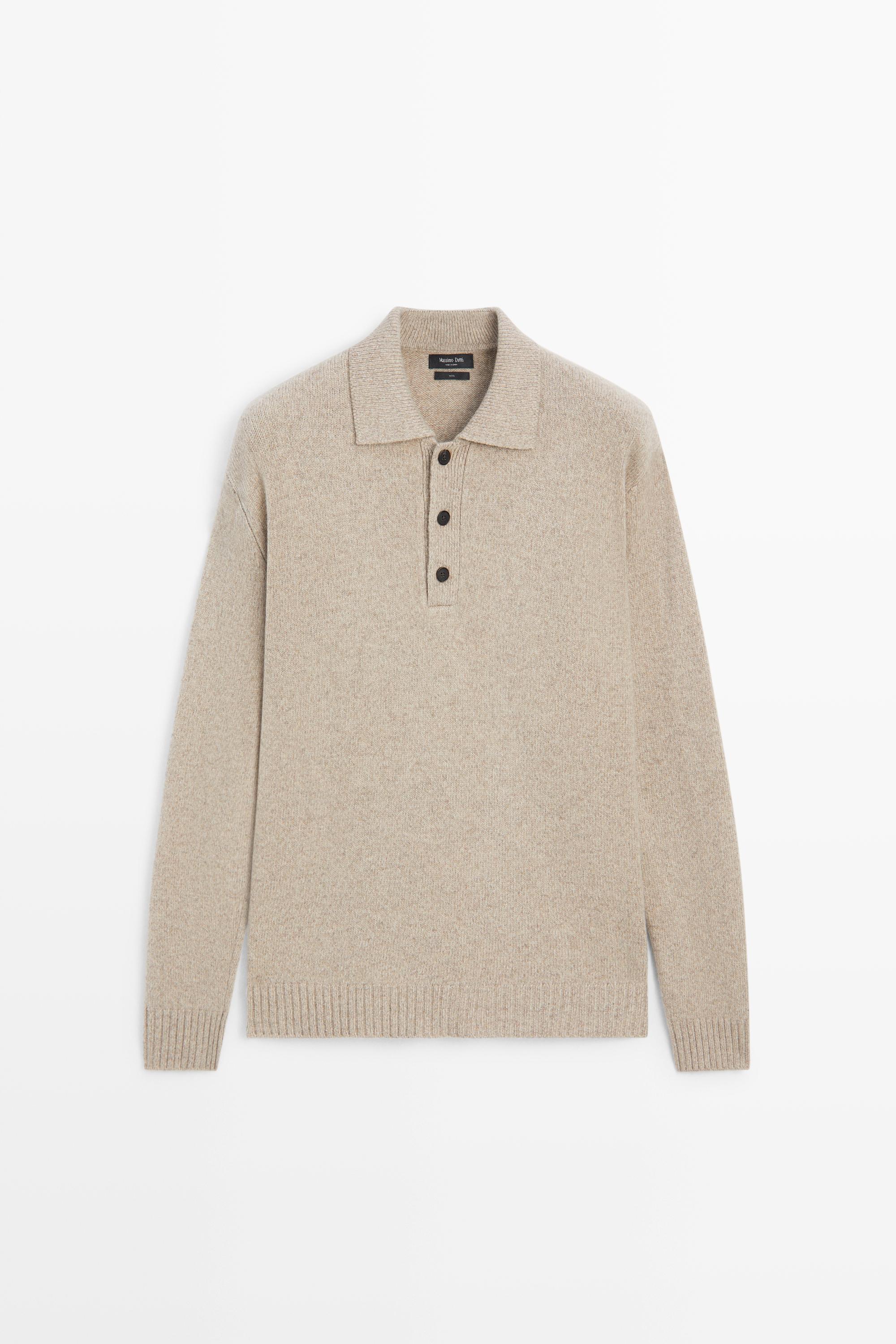 100% wool knit polo sweater